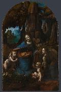 Leonardo  Da Vinci The Virgin of the Rocks oil